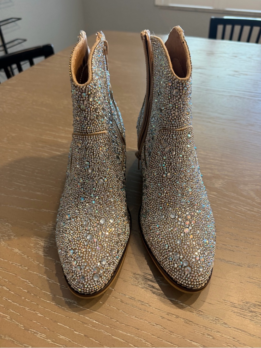 Embellished Crystal Ankle Boots - Champagne and Crystals